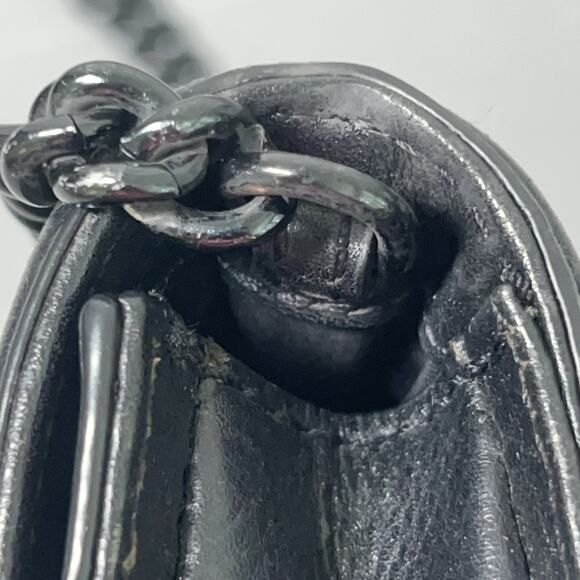 Rebecca Minkoff Love Crossbody Bag Black Chevron Quilted Chain Strap Leather - Picture 12 of 16